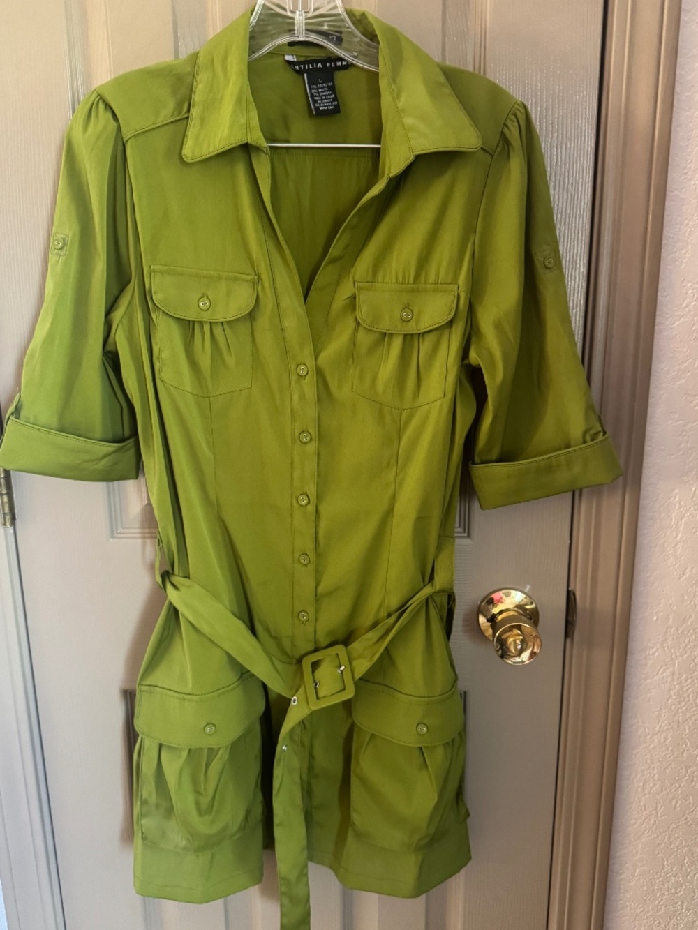 New Antilia Femme button up tunic stretch green sz L